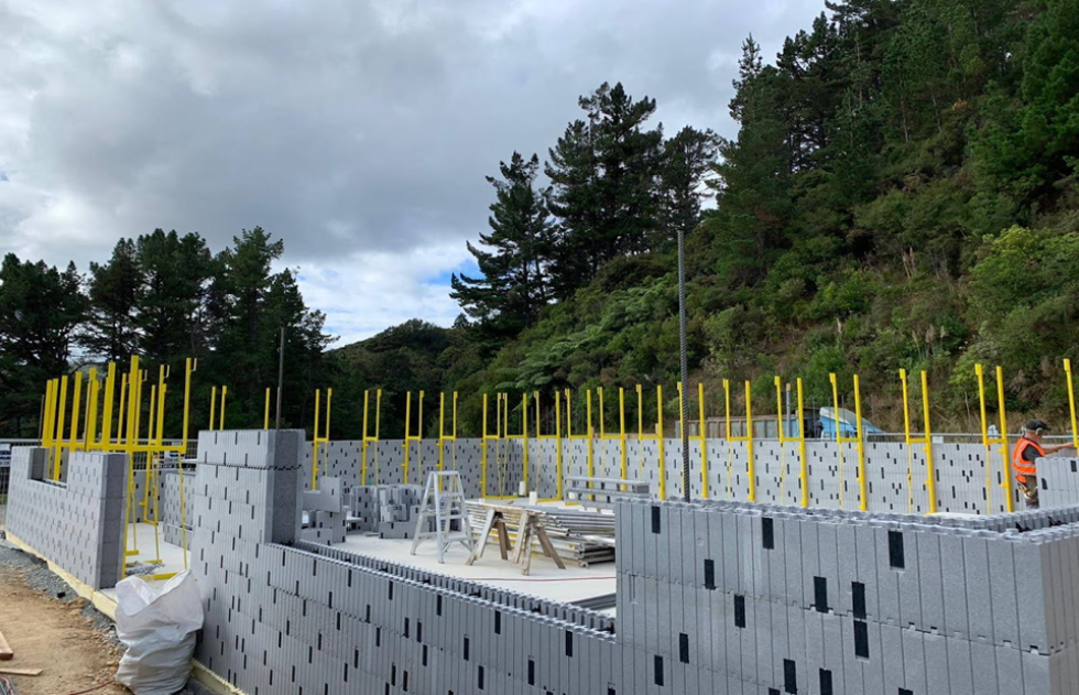 assembled IZODOM wall blocks